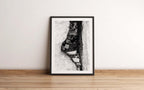Black & White Kotel Western Wall Stone Gap — Israeli Holy Land Map Frame Prayer Notes