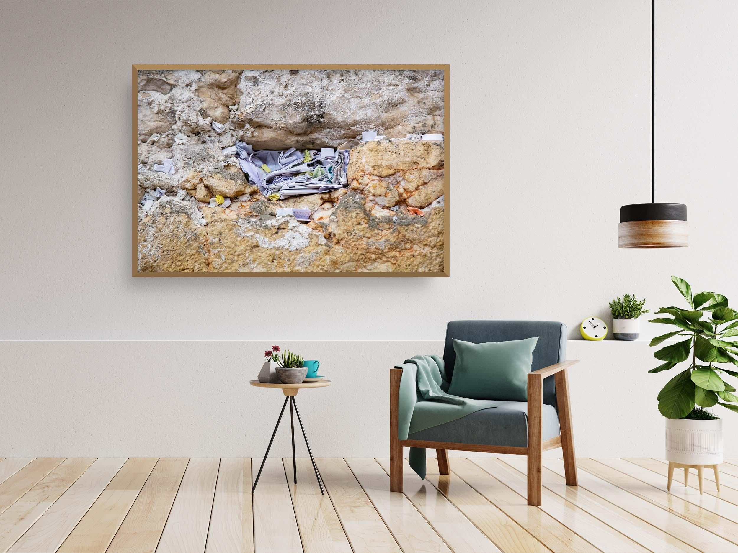 Kotel Wall Art Print: Nested Prayer Paper Notes In a Western Wall Stone