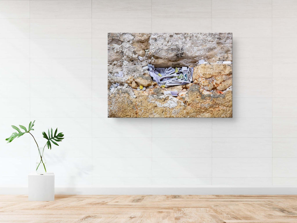 Kotel Wall Art Print: Nested Prayer Paper Notes In a Western Wall Stone