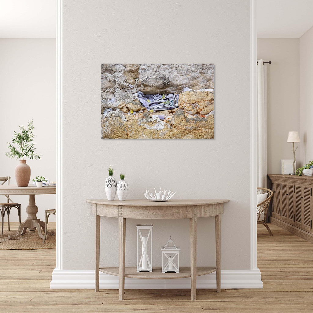 Kotel Wall Art Print: Nested Prayer Paper Notes In a Western Wall Stone