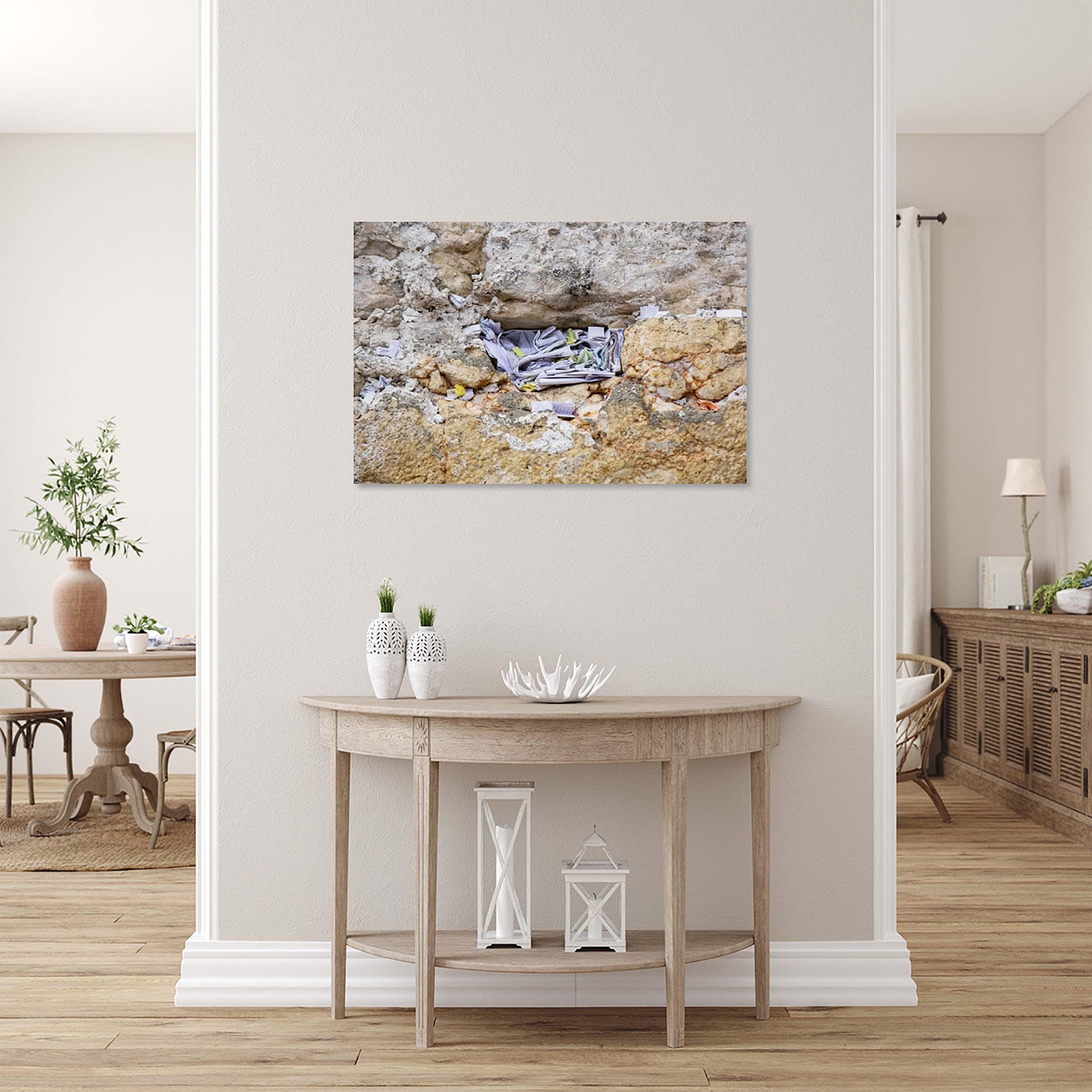 Kotel Wall Art Print: Nested Prayer Paper Notes In a Western Wall Stone