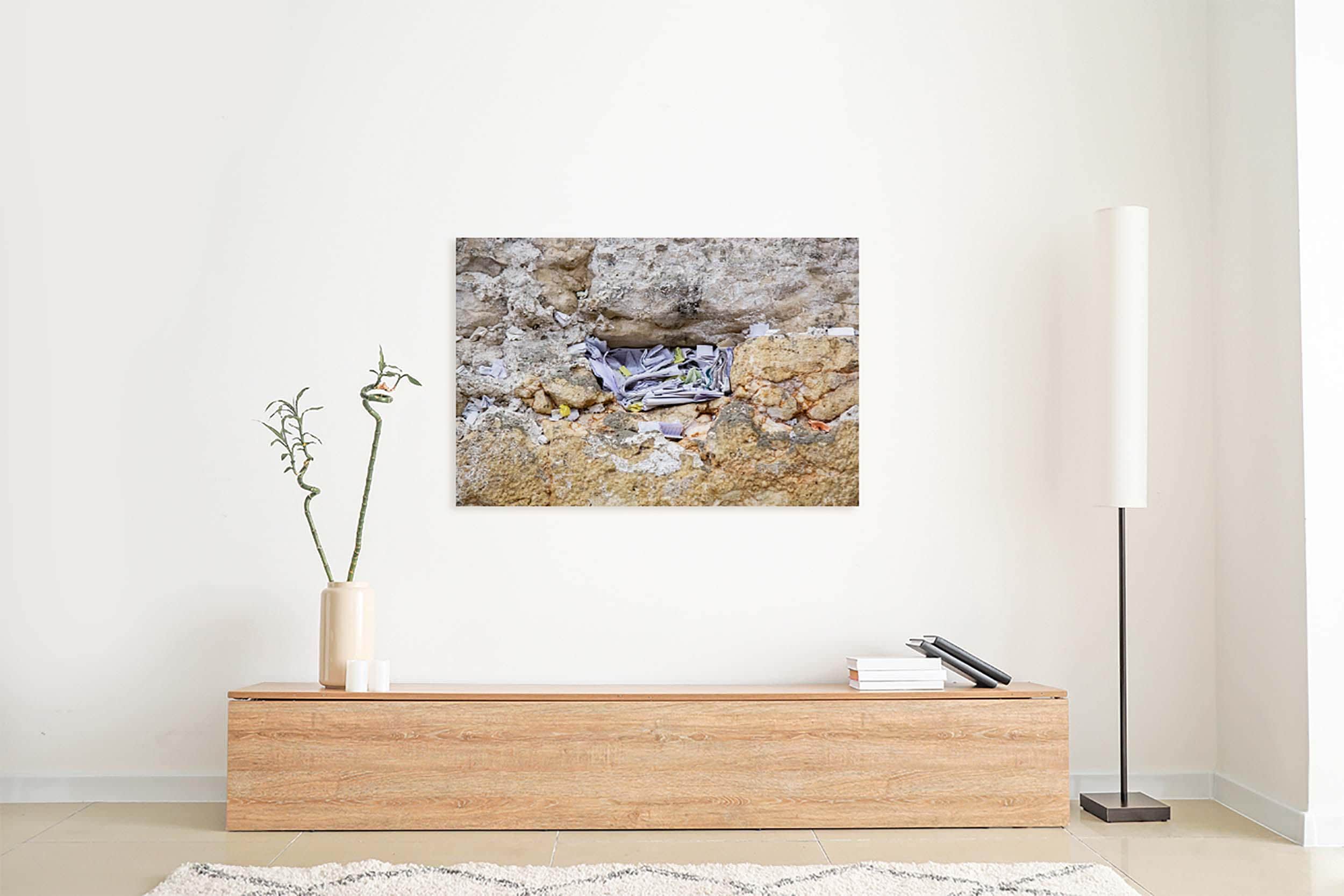 Kotel Wall Art Print: Nested Prayer Paper Notes In a Western Wall Stone