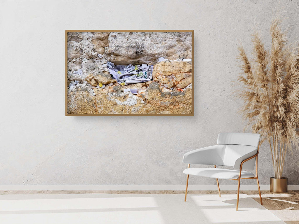 Kotel Wall Art Print: Nested Prayer Paper Notes In a Western Wall Stone