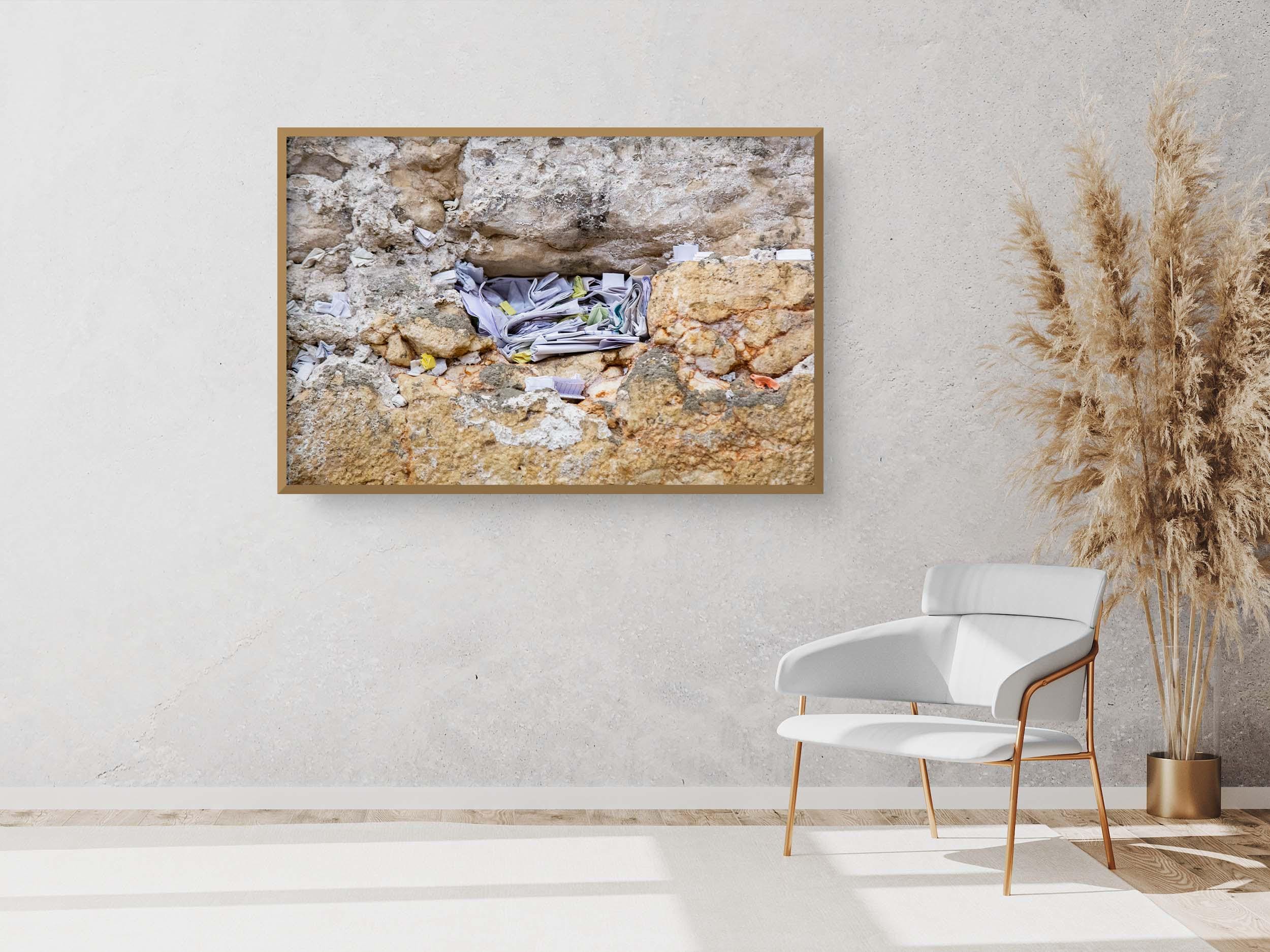 Kotel Wall Art Print: Nested Prayer Paper Notes In a Western Wall Stone