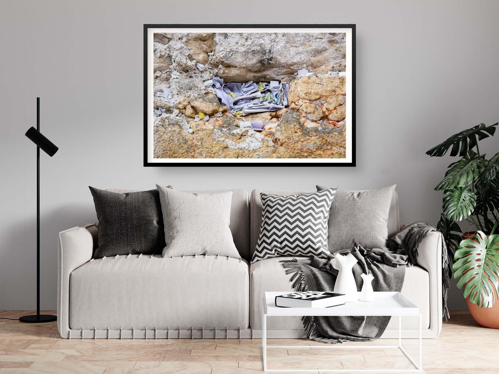 Kotel Wall Art Print: Nested Prayer Paper Notes In a Western Wall Stone
