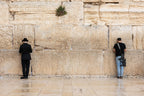 IDF Tsahal Soldier and Jewish Orthodox Praying Together at the Kotel Western Wall