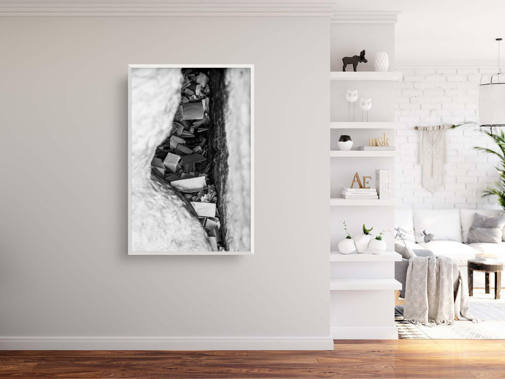 Black & White Kotel Western Wall Stone Gap — Israeli Holy Land Map Frame Prayer Notes
