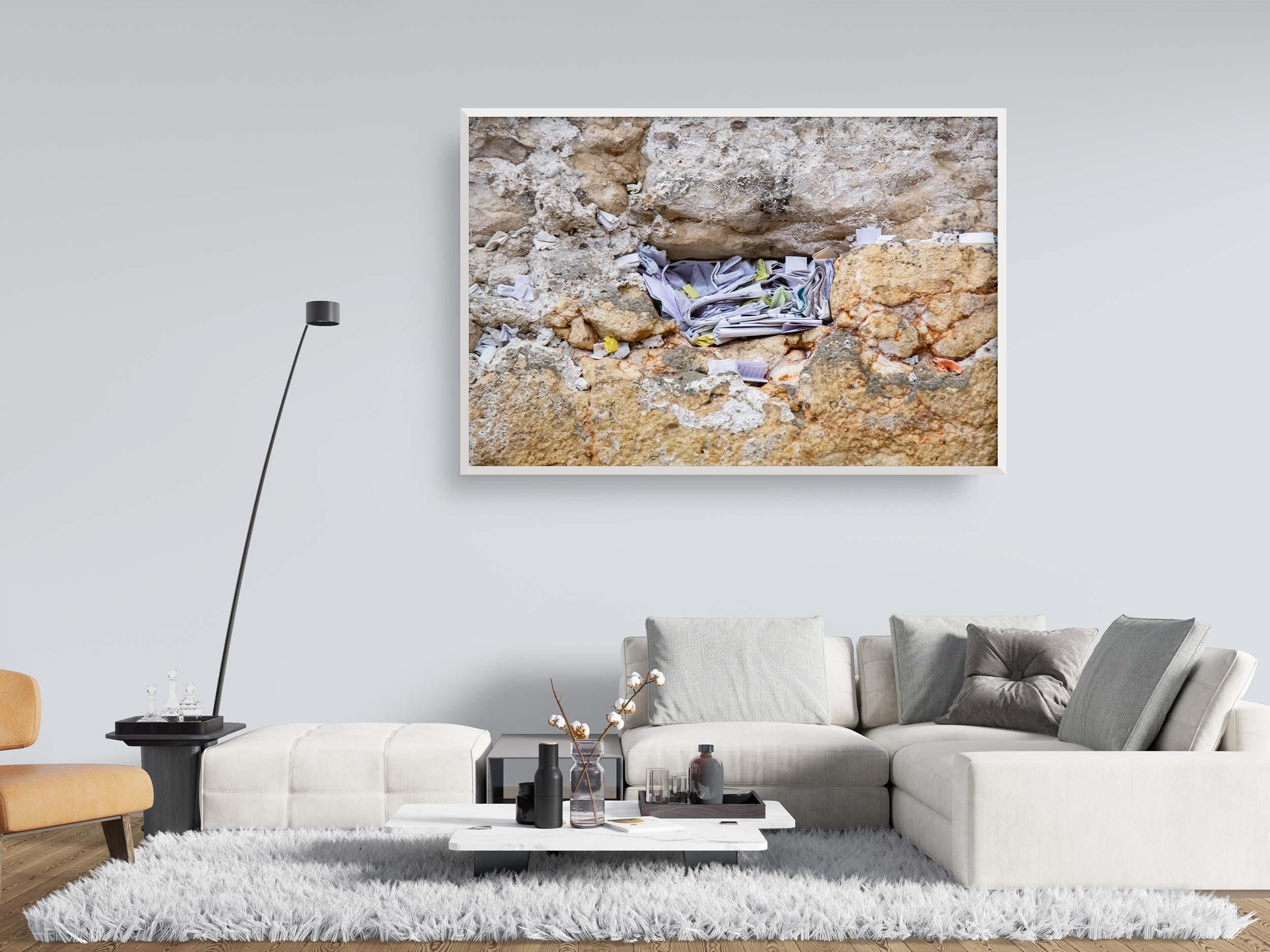Kotel Wall Art Print: Nested Prayer Paper Notes In a Western Wall Stone