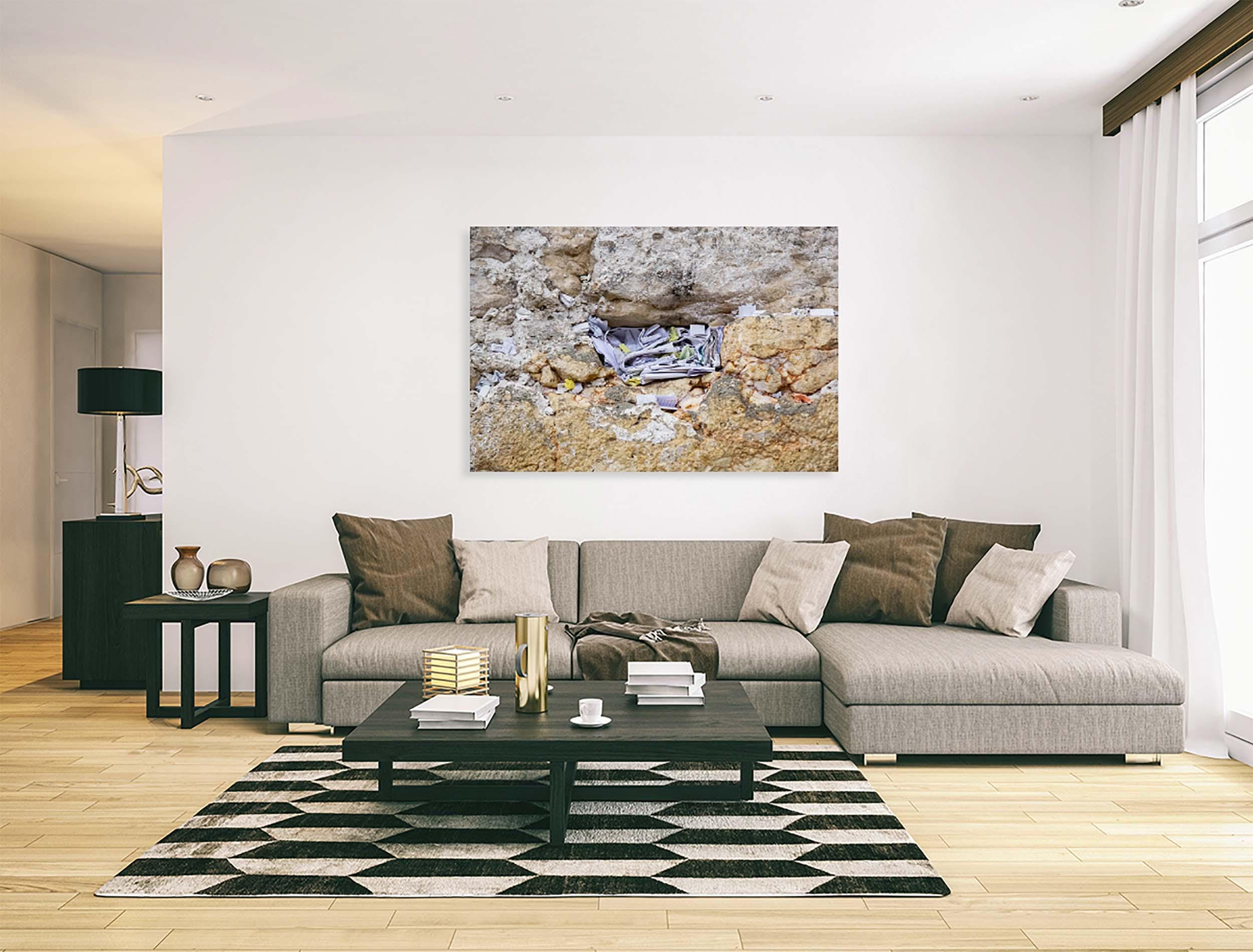Kotel Wall Art Print: Nested Prayer Paper Notes In a Western Wall Stone
