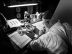 Black & White Torah Scribe Wall Art: Sofer Stam Writing Bible on Parchment, Masada Synagogue