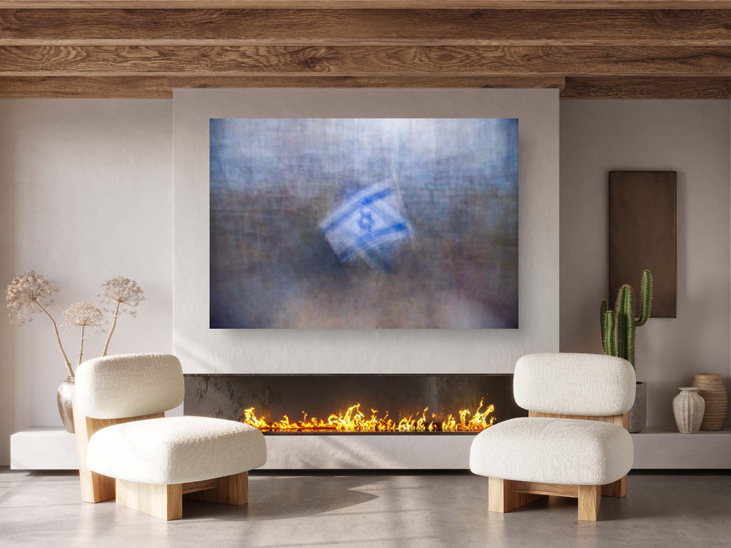 Israeli Flags Impressionist Painting — Israel Between Heaven and Earth