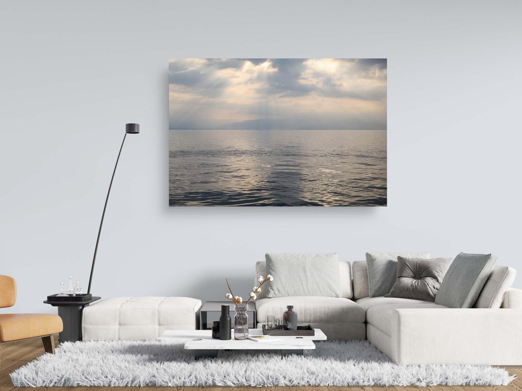 Israeli Holy Land Tiberias Lake — Sea of Galilee — the Kinneret at the Cloudy Sunrise with a bird