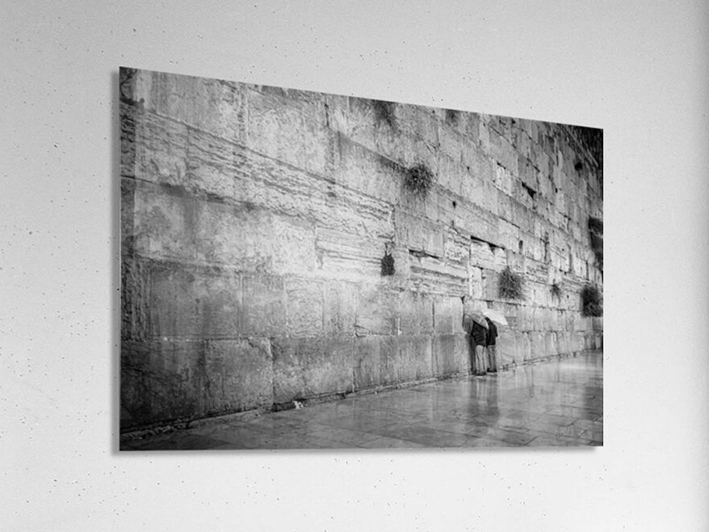 Western Wall, Jerusalem: Jewish Prayers in Rain, Black and White