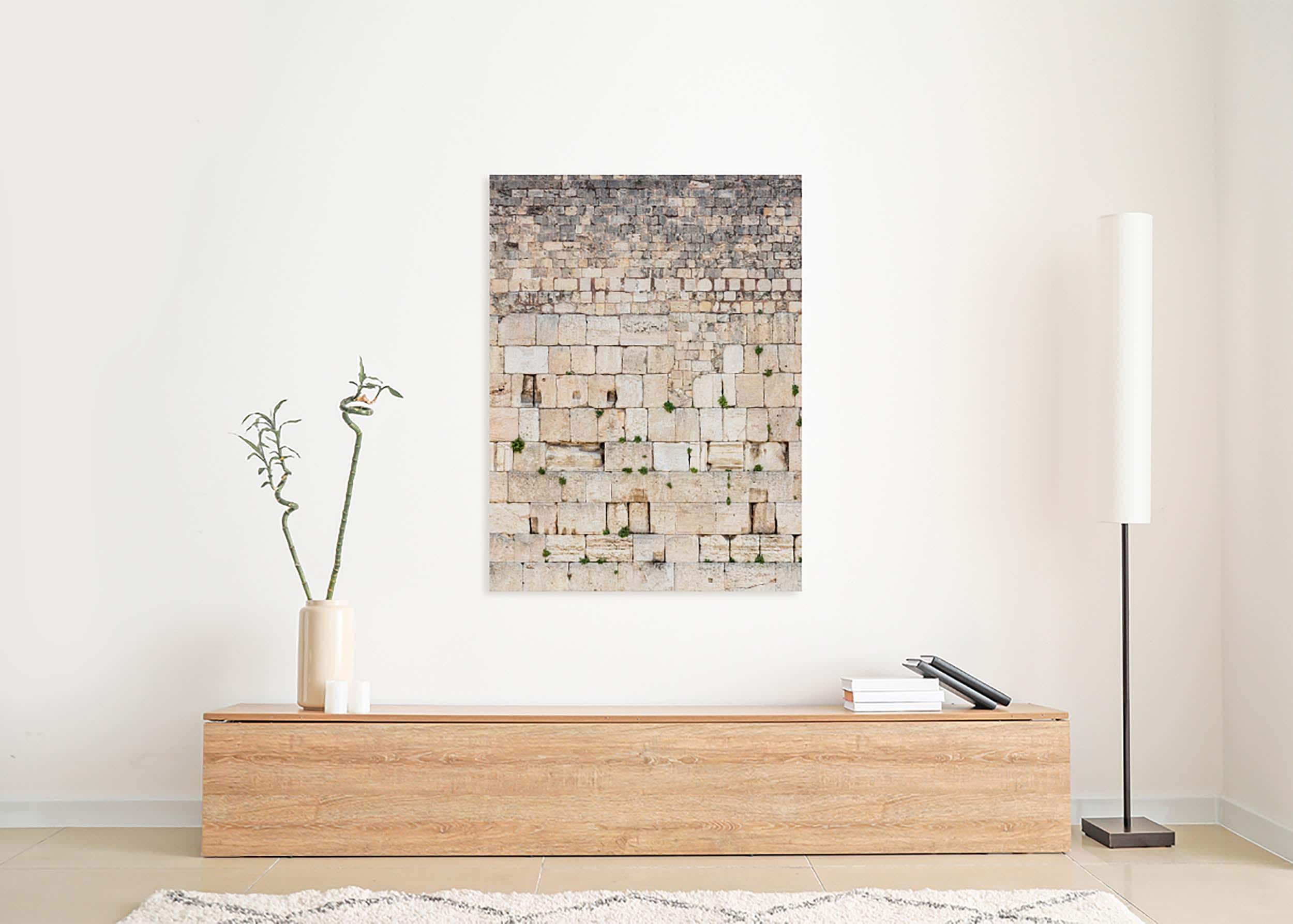 Jerusalem Kotel Western Wall Vertical — Vegetation & Prayer Paper Notes Between Stones