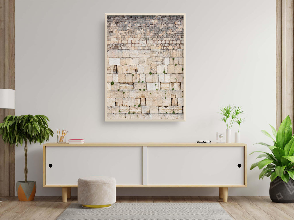 Jerusalem Kotel Western Wall Vertical — Vegetation & Prayer Paper Notes Between Stones