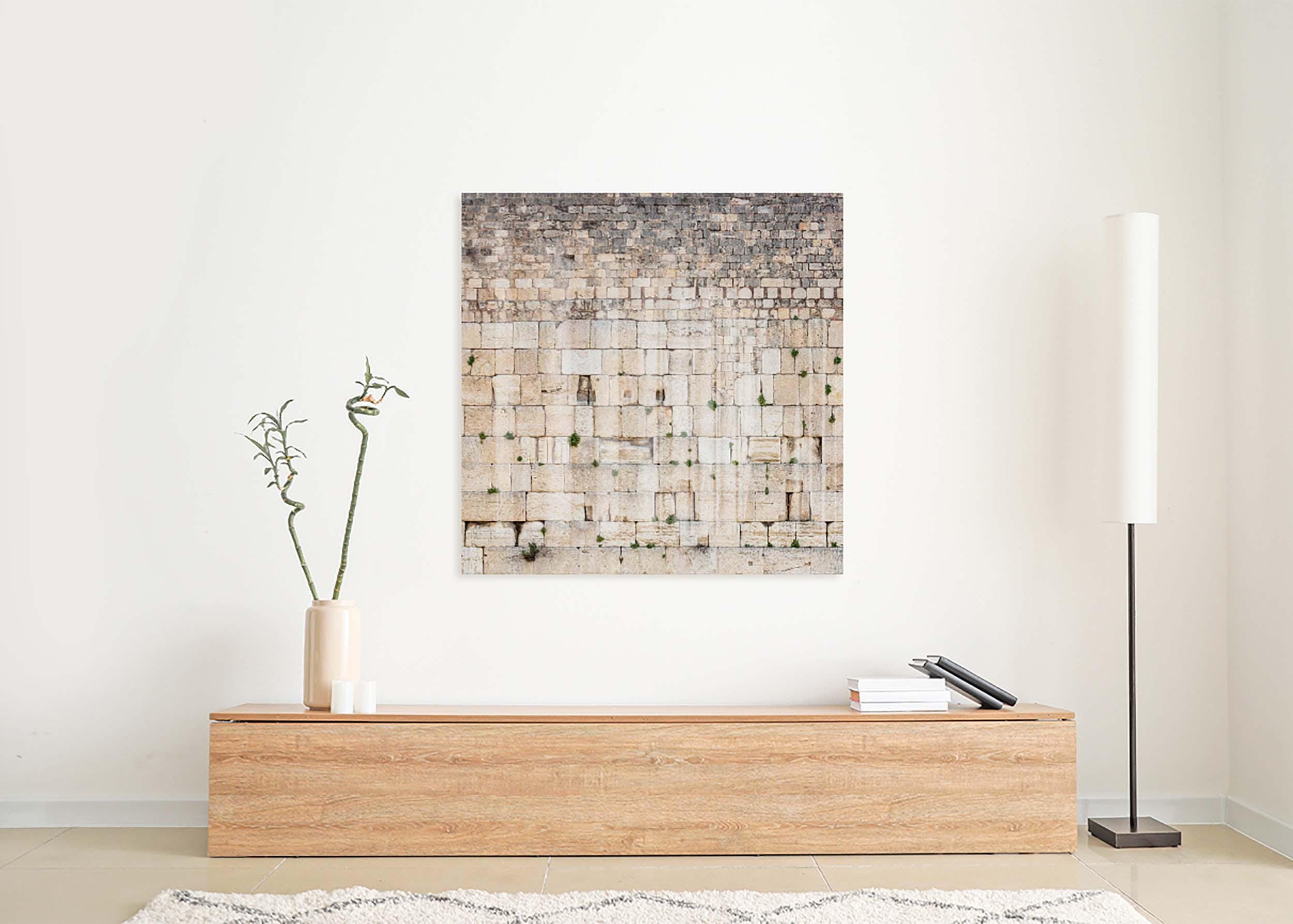 Panoramic Jerusalem Kotel Wall Art Square Print - Vegetation on the Western Wall