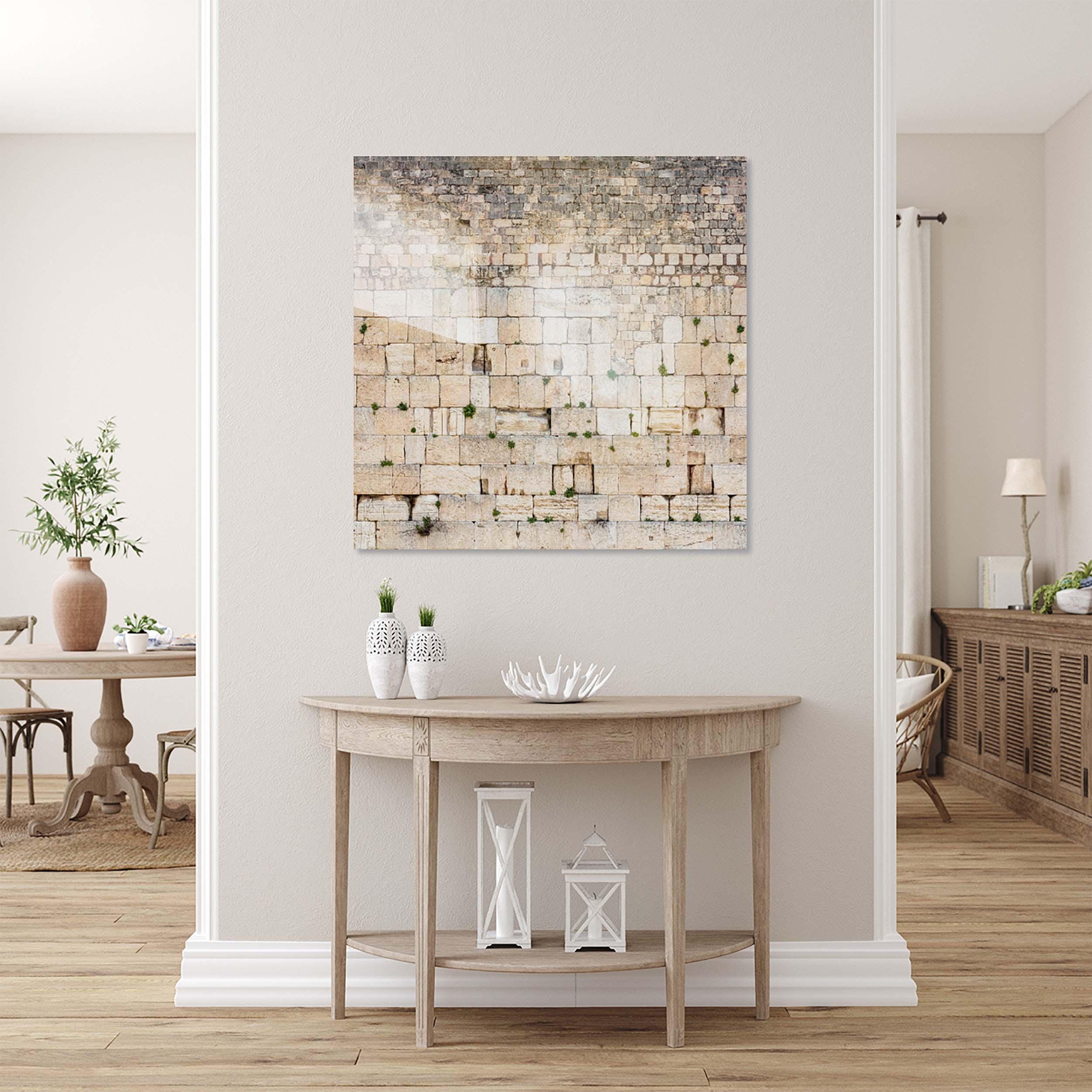 Panoramic Jerusalem Kotel Wall Art Square Print - Vegetation on the Western Wall