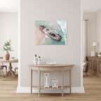Habonim Beach Print: Israeli Turquoise Sea, Wrecked Boat Seascape