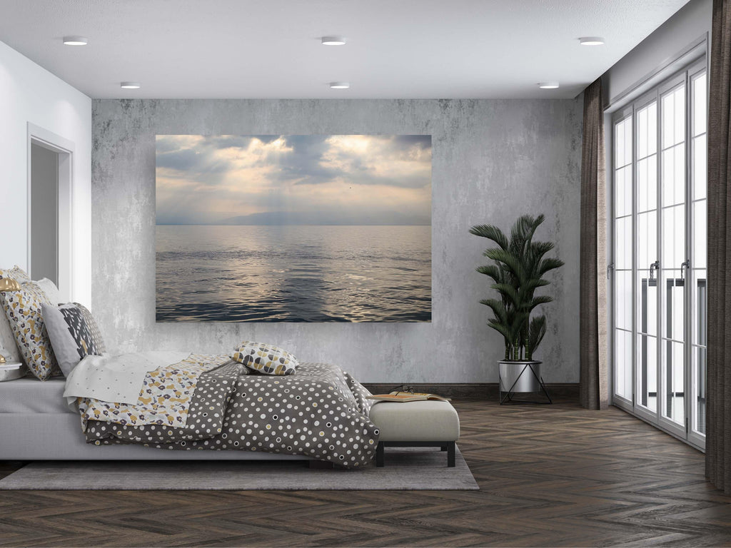Israeli Holy Land Tiberias Lake — Sea of Galilee — the Kinneret at the Cloudy Sunrise with a bird