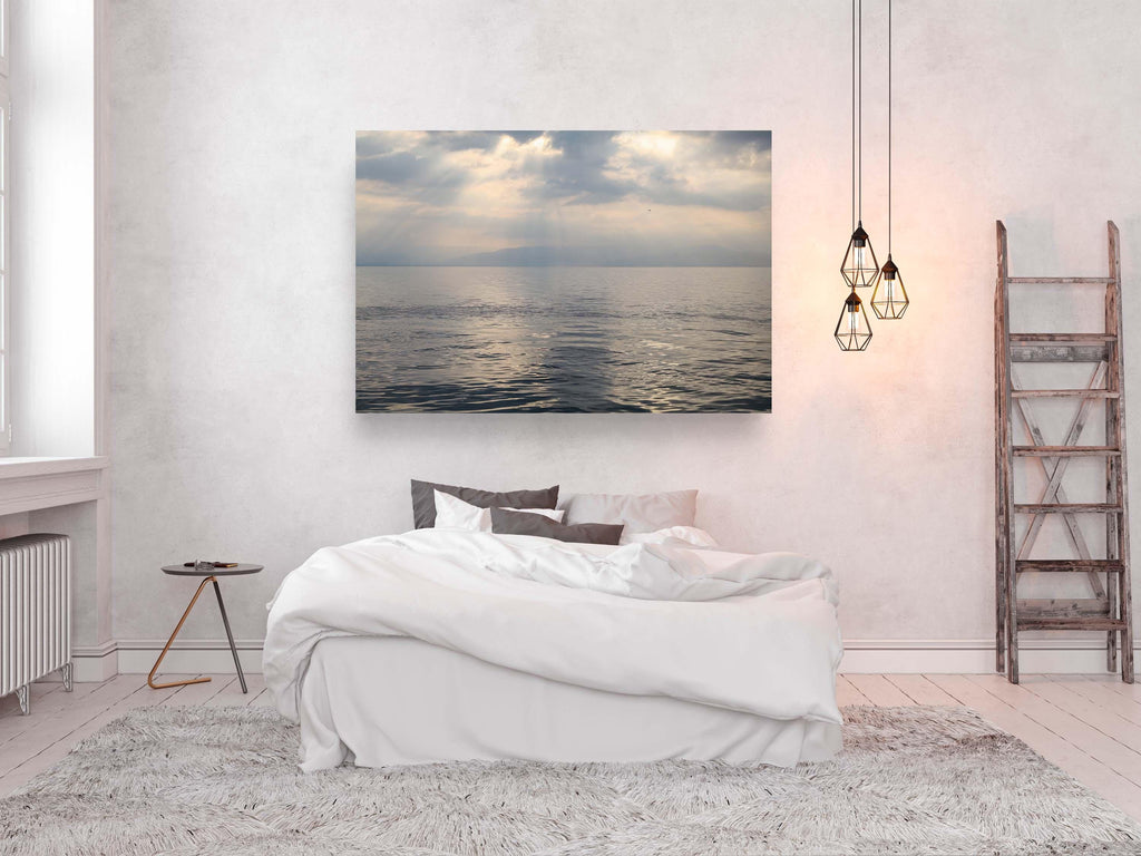 Israeli Holy Land Tiberias Lake — Sea of Galilee — the Kinneret at the Cloudy Sunrise with a bird