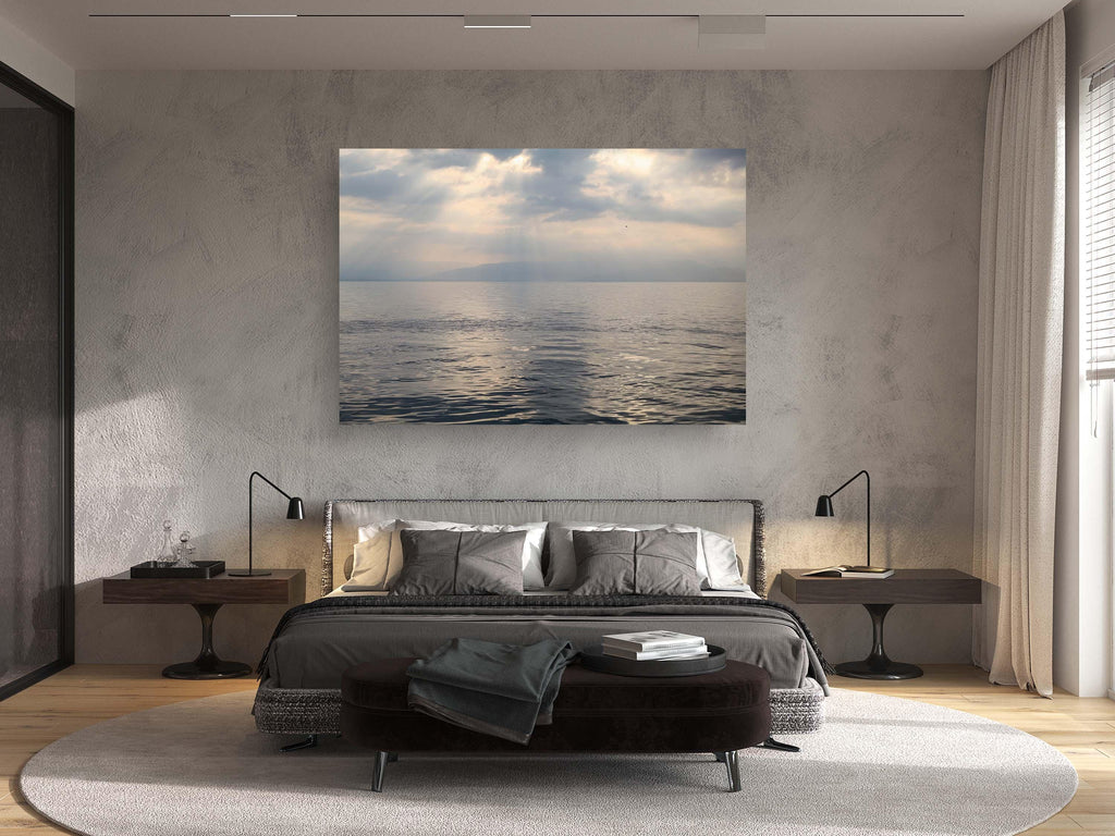 Israeli Holy Land Tiberias Lake — Sea of Galilee — the Kinneret at the Cloudy Sunrise with a bird