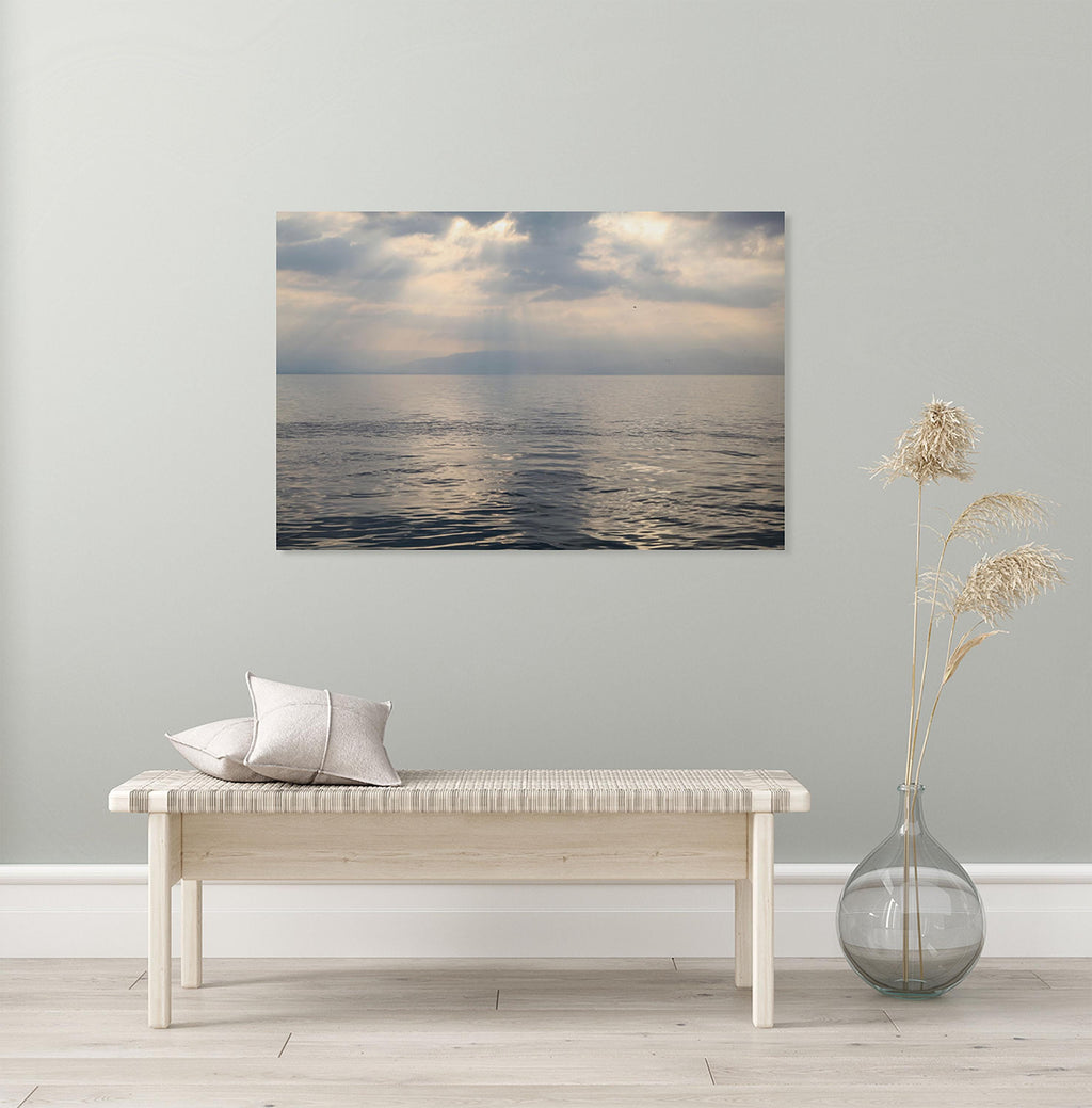 Israeli Holy Land Tiberias Lake — Sea of Galilee — the Kinneret at the Cloudy Sunrise with a bird