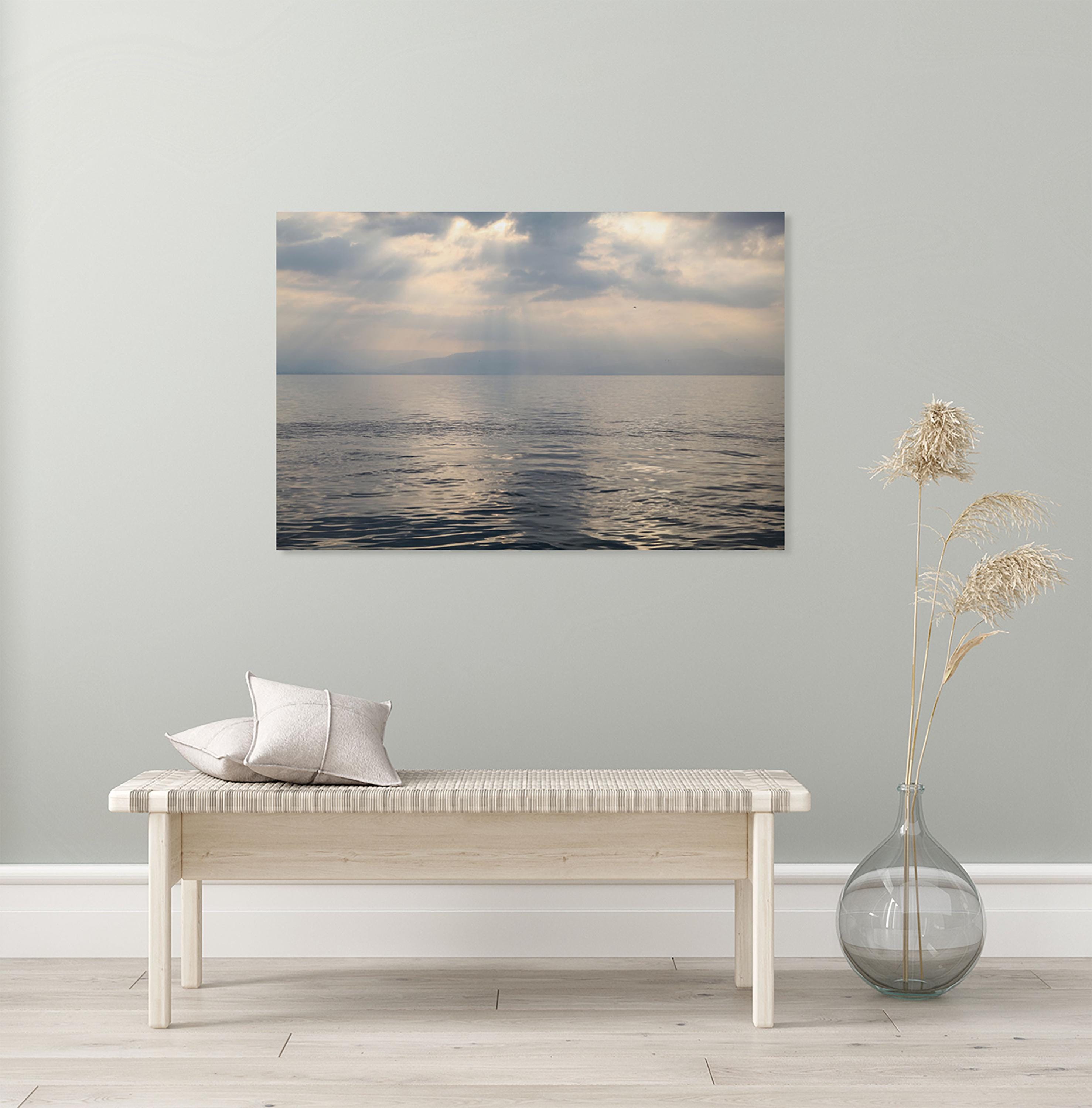 Israeli Holy Land Tiberias Lake — Sea of Galilee — the Kinneret at the Cloudy Sunrise with a bird