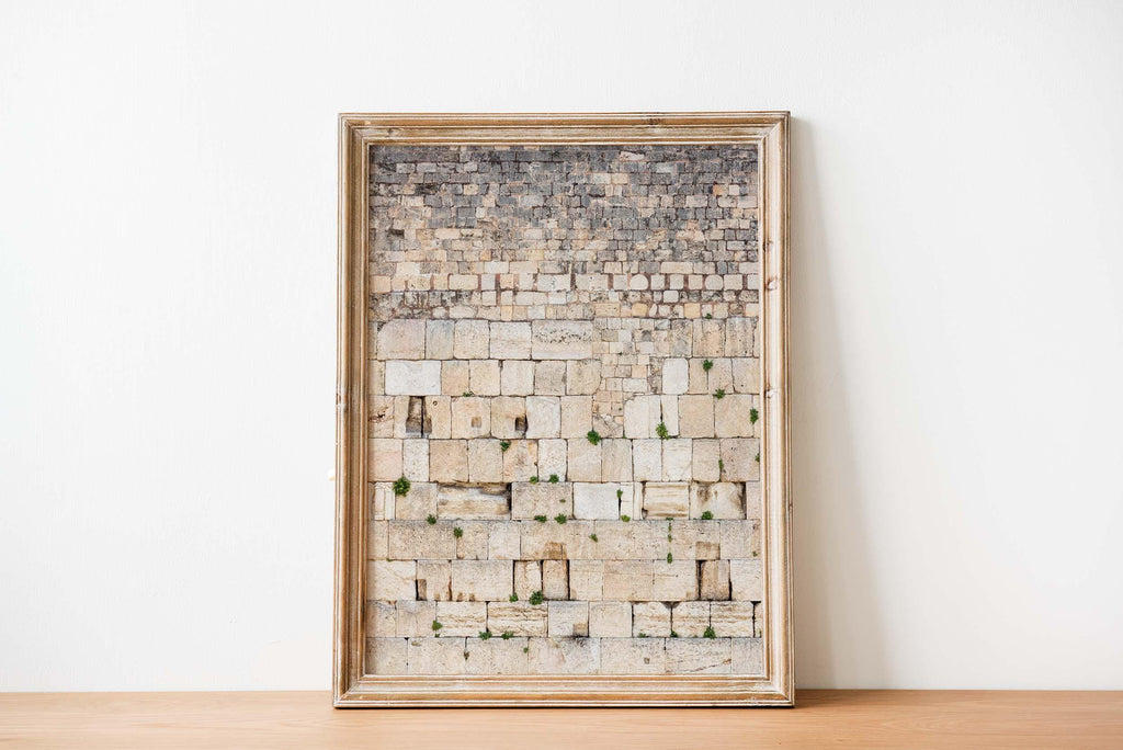 Jerusalem Kotel Western Wall Vertical — Vegetation & Prayer Paper Notes Between Stones