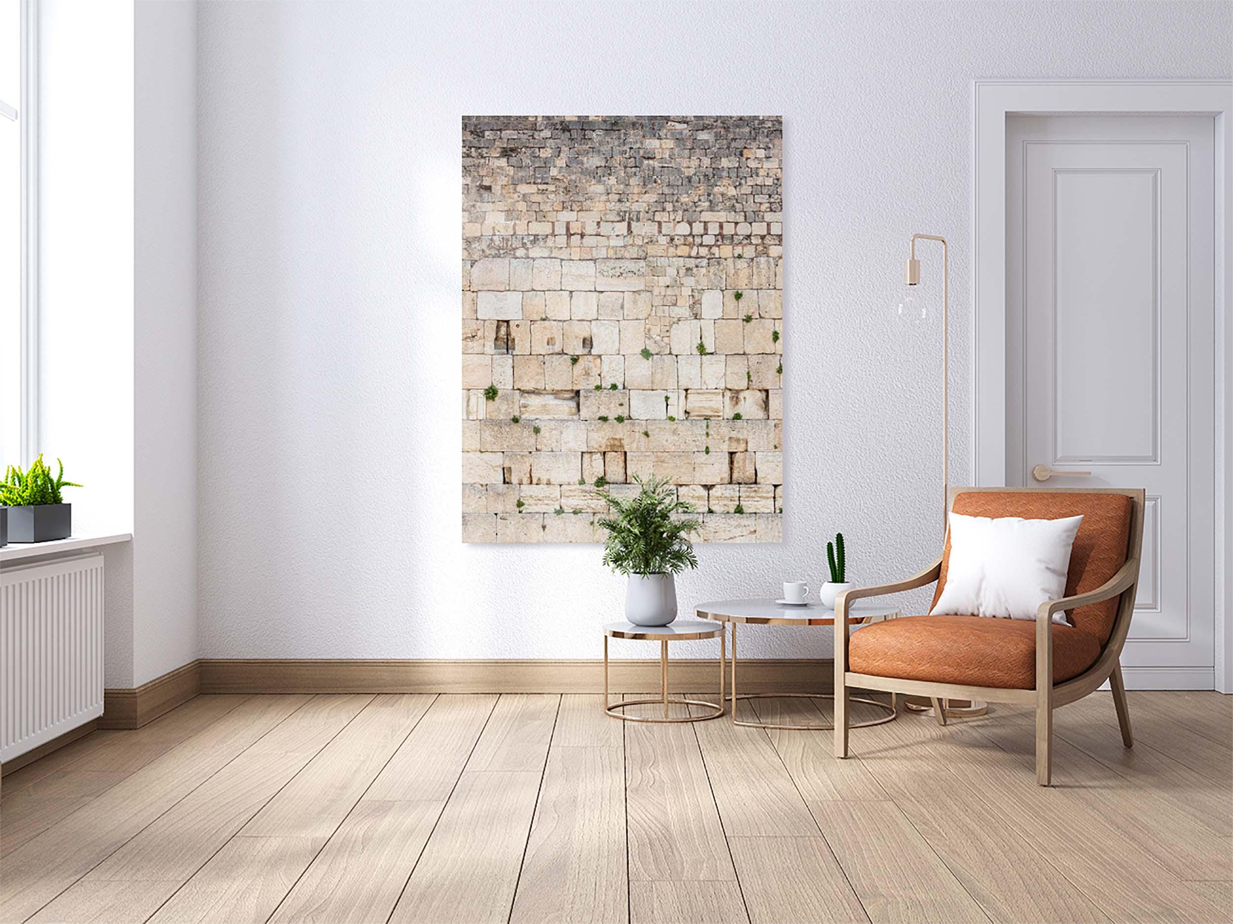 Jerusalem Kotel Western Wall Vertical — Vegetation & Prayer Paper Notes Between Stones