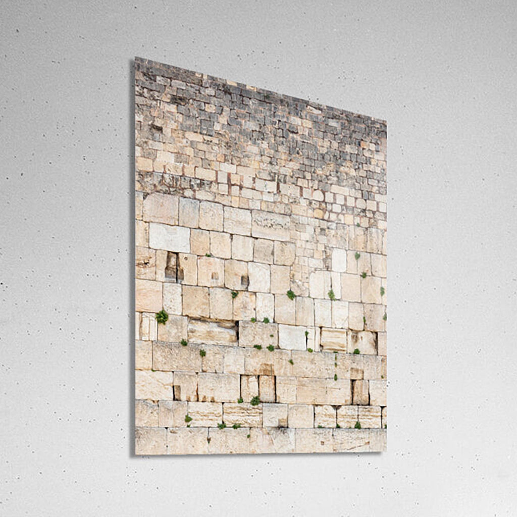 Jerusalem Kotel Western Wall Vertical — Vegetation & Prayer Paper Notes Between Stones
