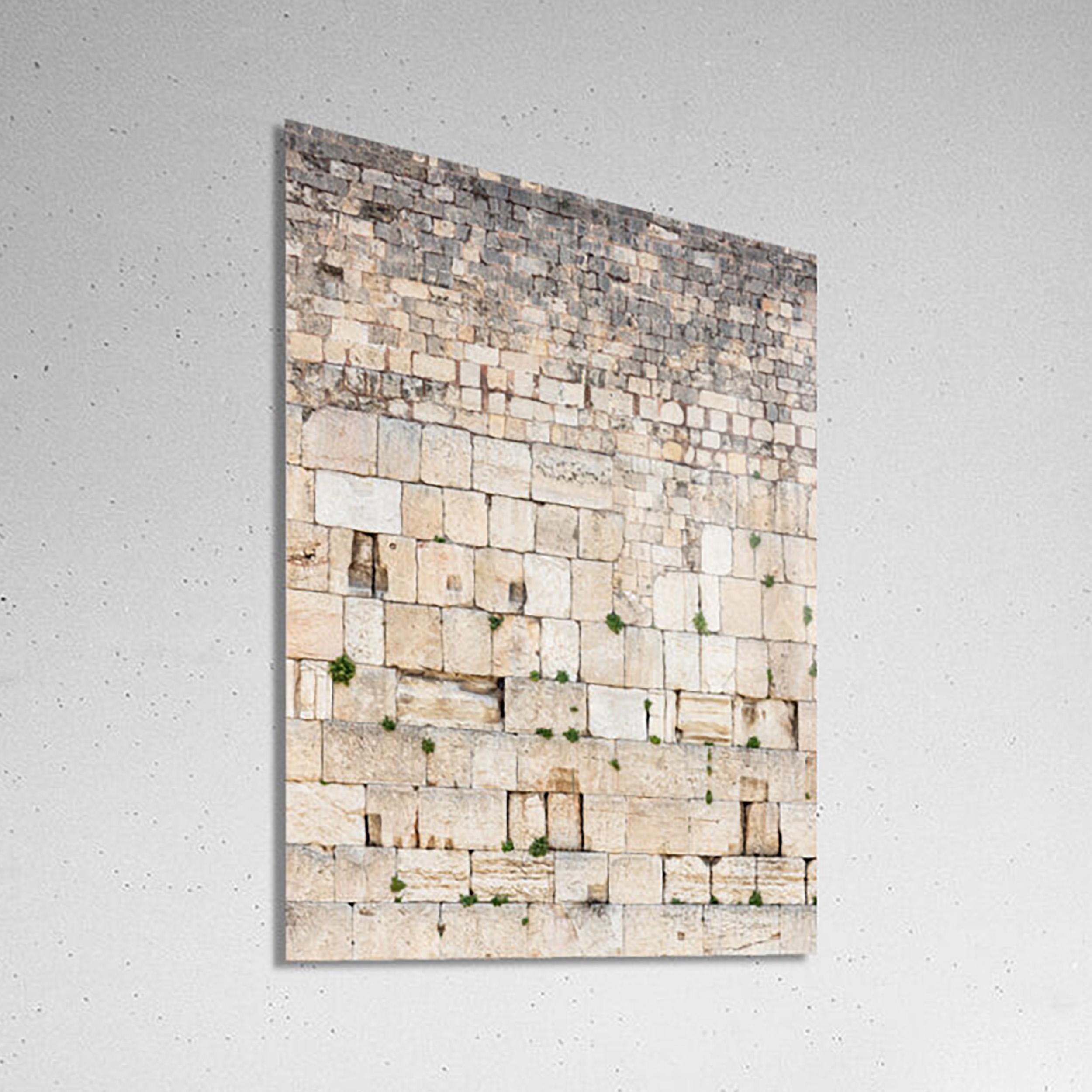 Jerusalem Kotel Western Wall Vertical — Vegetation & Prayer Paper Notes Between Stones