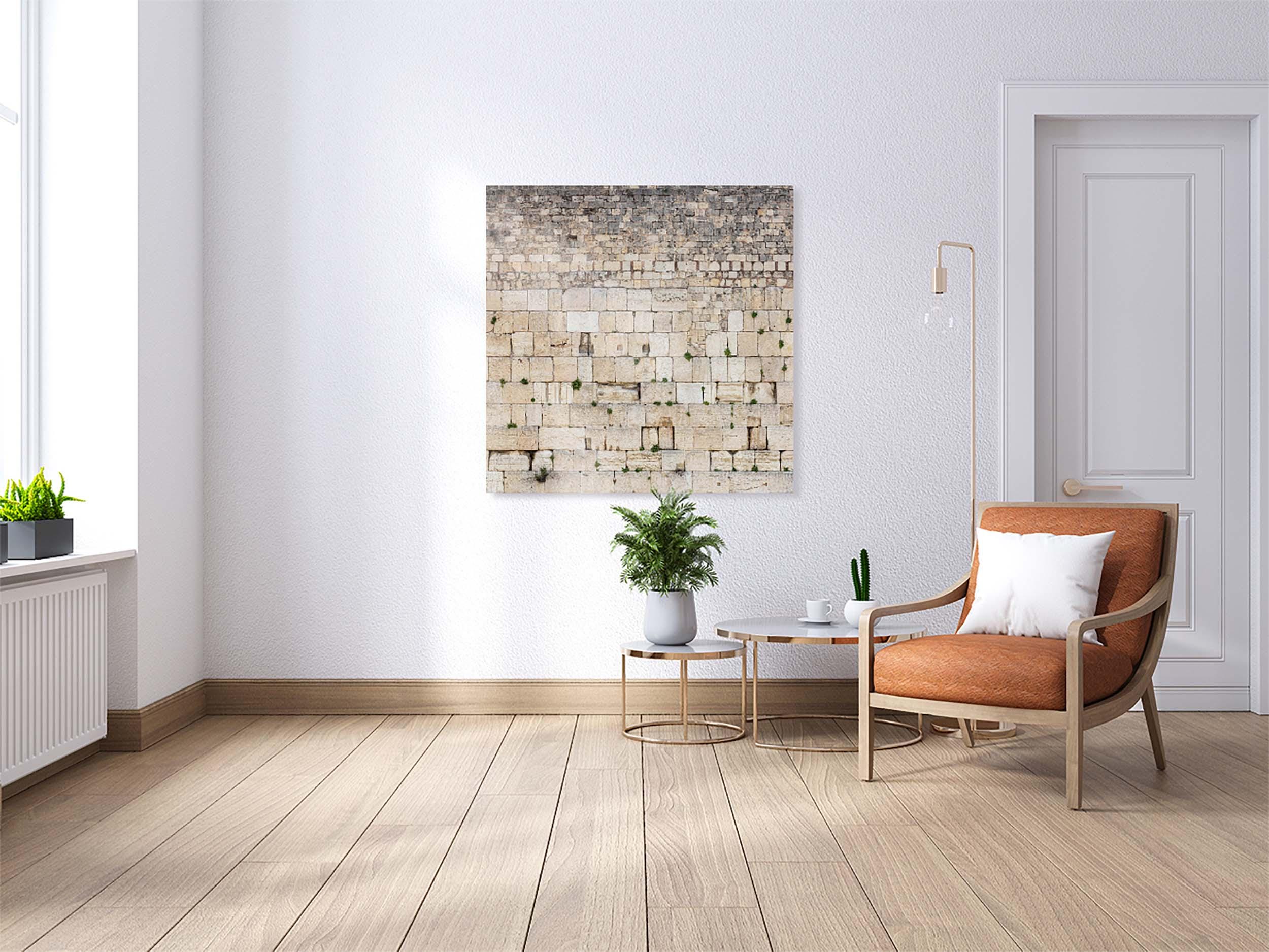 Panoramic Jerusalem Kotel Wall Art Square Print - Vegetation on the Western Wall
