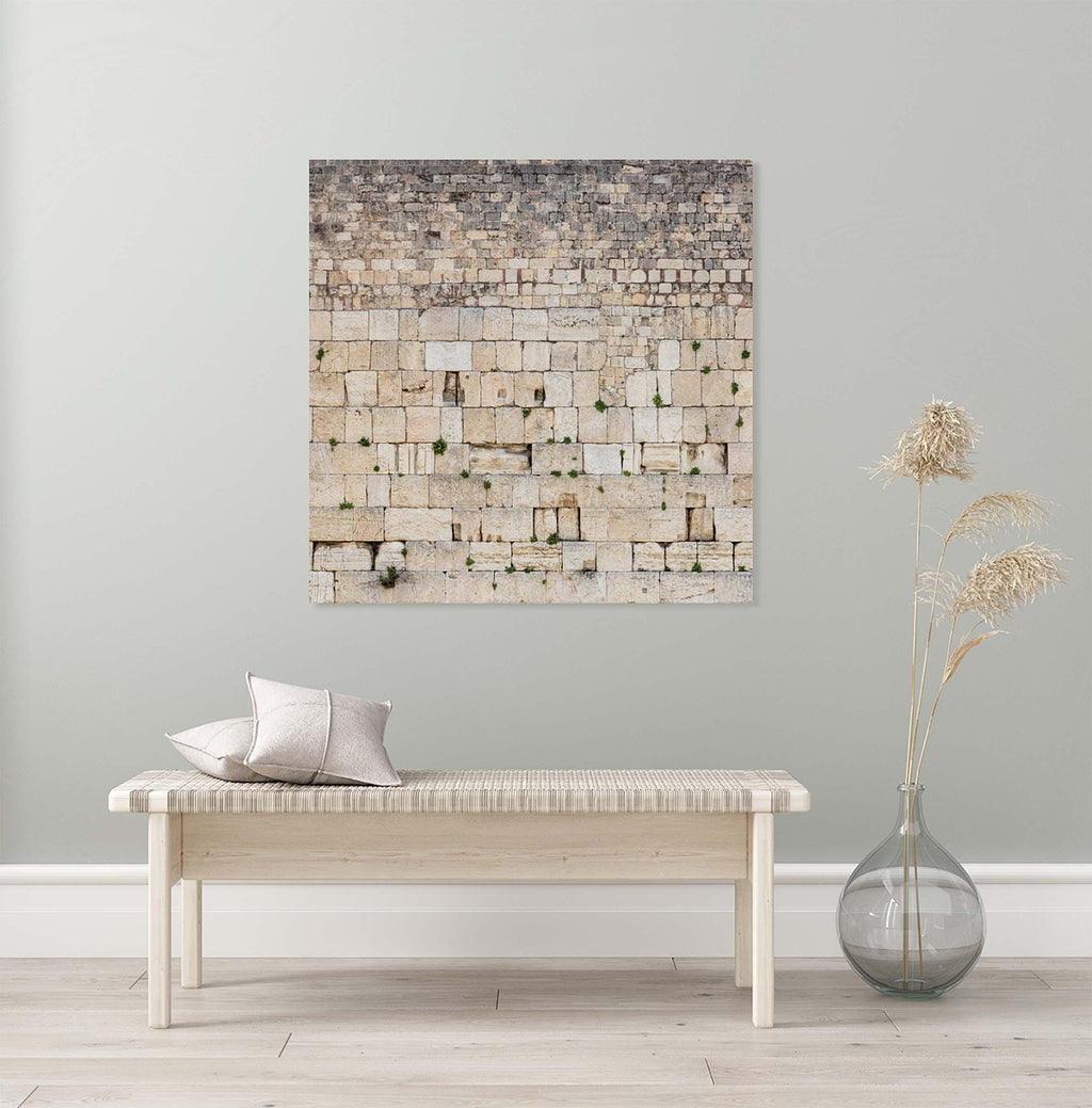 Panoramic Jerusalem Kotel Wall Art Square Print - Vegetation on the Western Wall