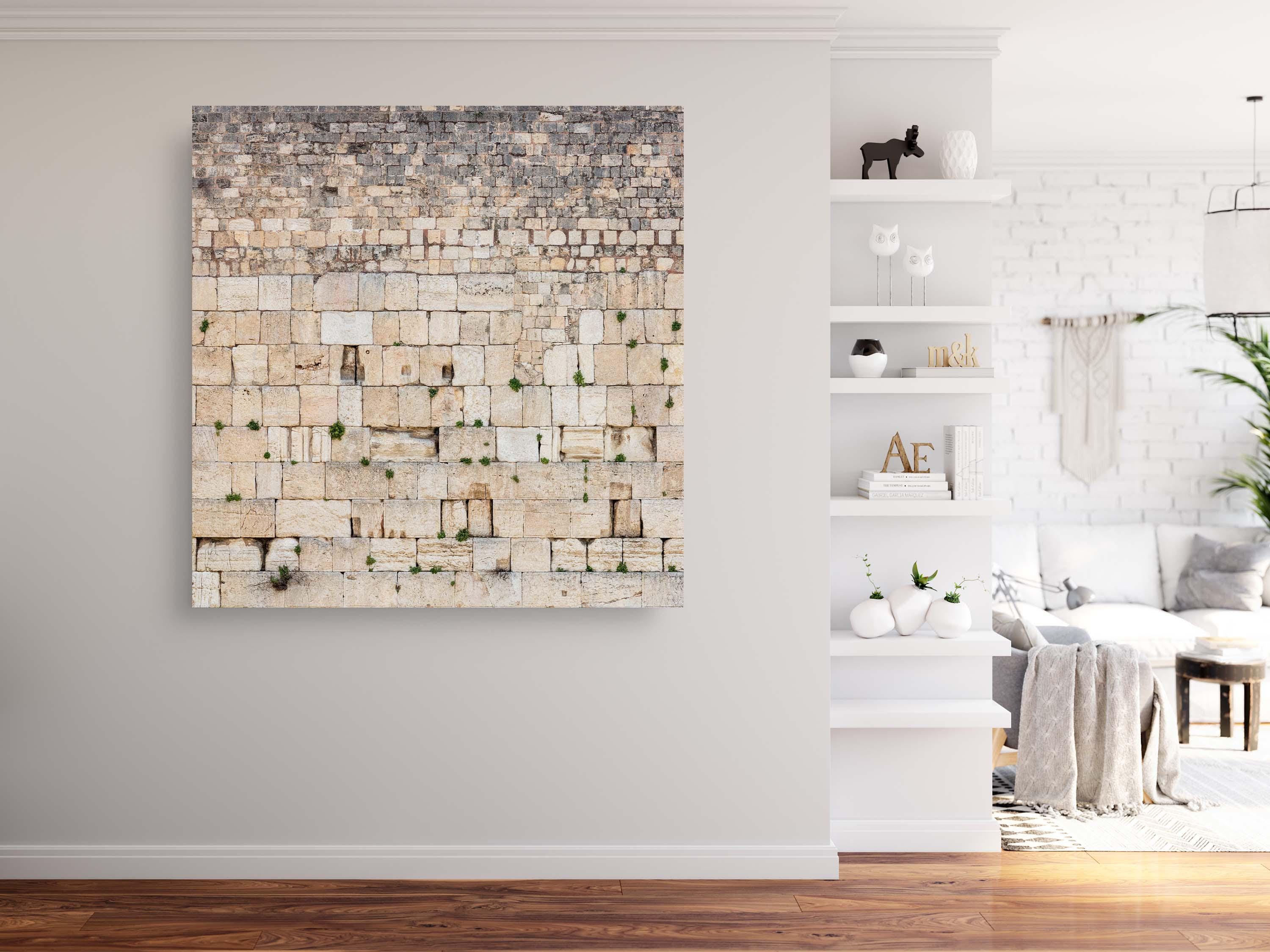 Panoramic Jerusalem Kotel Wall Art Square Print - Vegetation on the Western Wall