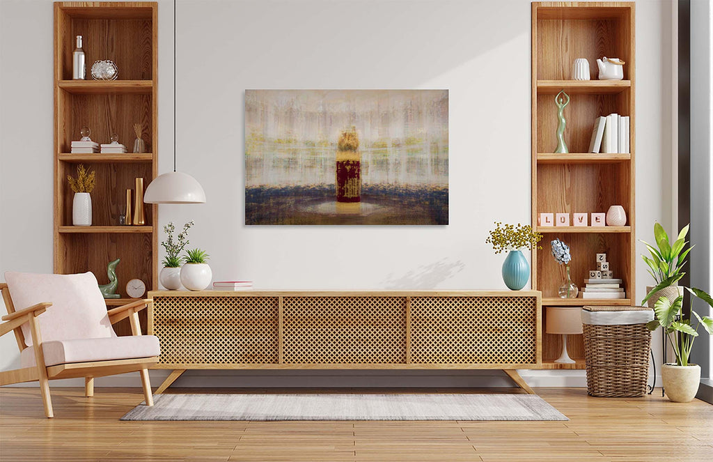 Jerusalem Gold and Red Jewish Old Bible Torah Scroll Painting
