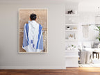 Kotel Western — Jewish Man Praying with Blue Tekhelet Tallit