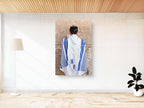 Kotel Western — Jewish Man Praying with Blue Tekhelet Tallit