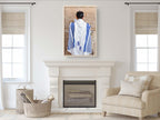 Kotel Western — Jewish Man Praying with Blue Tekhelet Tallit
