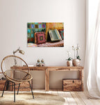 Jerusalem Old City Vintage Antiques Market with Accordion Colorful Pillows & Tapestry