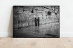 Black and White Two IDF Soldiers Praying at the Kotel Western Wall