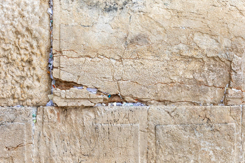 Broken Stone of the Kotel Western Wall with Prayer Paper Notes