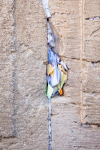 Gap Between Kotel Western Wall Stones with Colorful Prayer Paper Notes