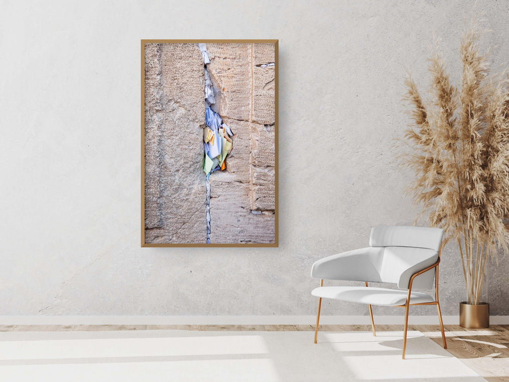 Gap Between Kotel Western Wall Stones with Colorful Prayer Paper Notes