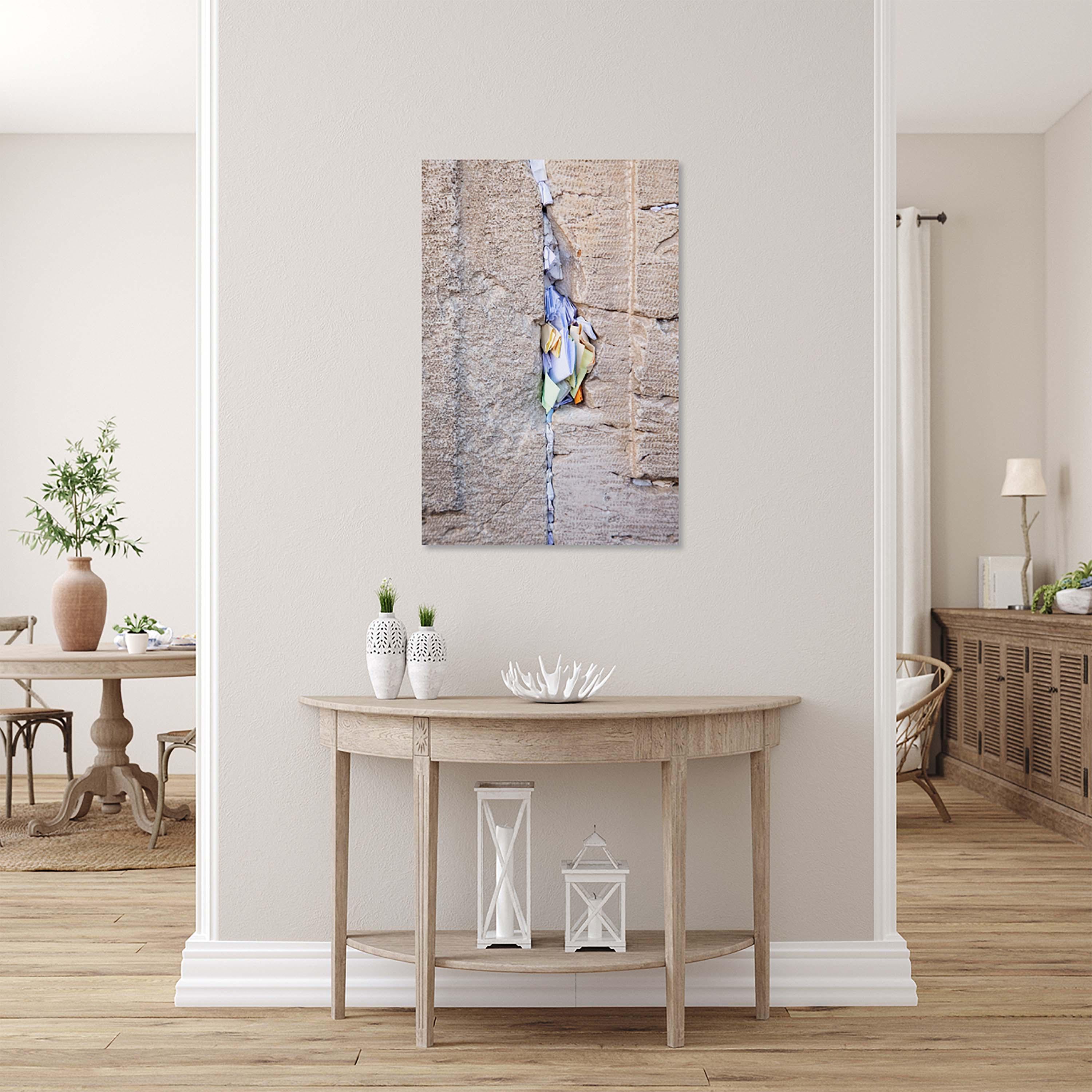 Gap Between Kotel Western Wall Stones with Colorful Prayer Paper Notes