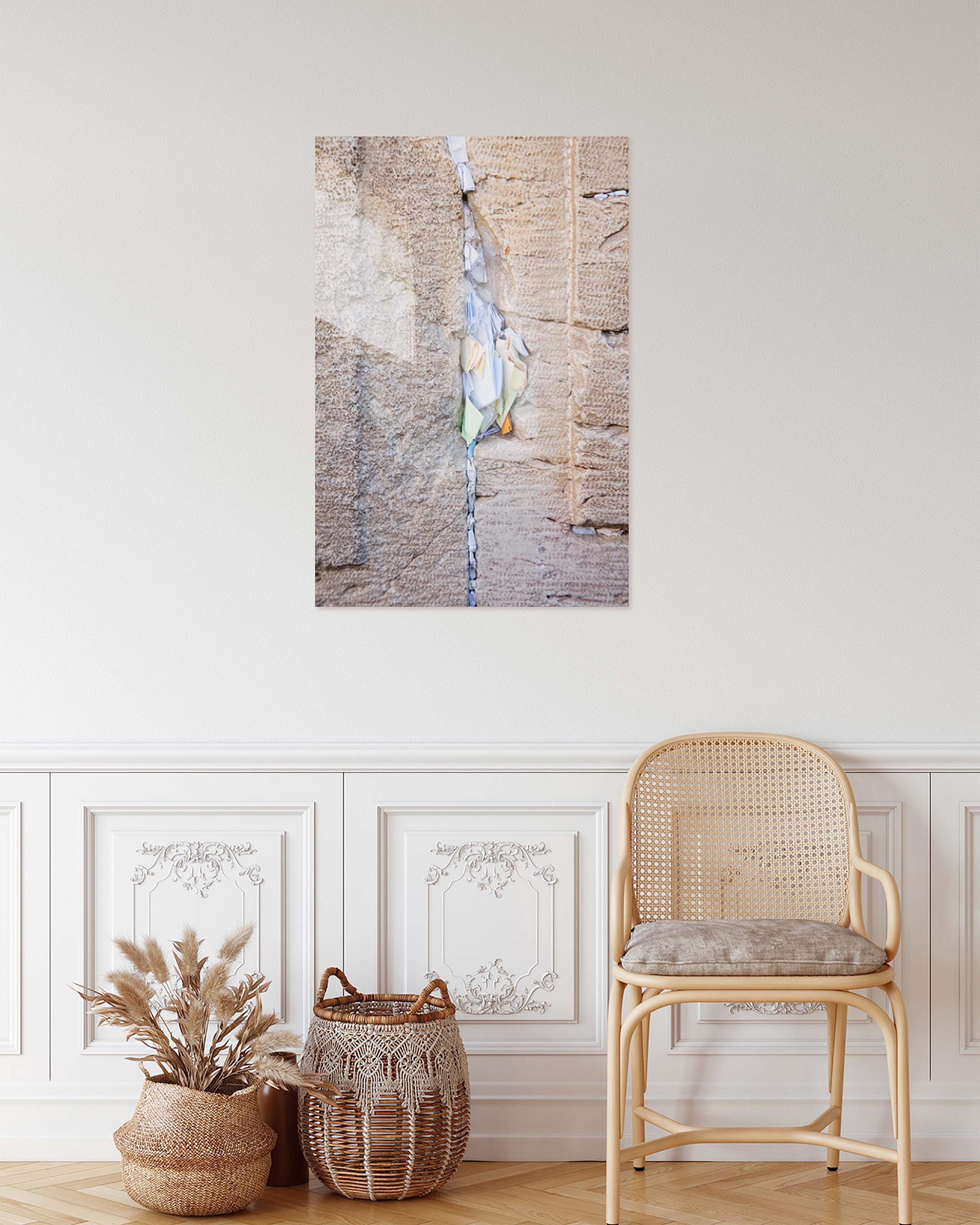 Gap Between Kotel Western Wall Stones with Colorful Prayer Paper Notes