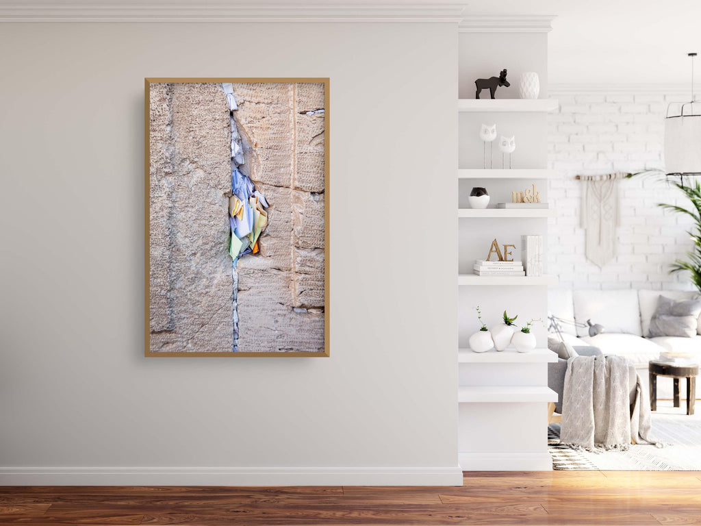 Gap Between Kotel Western Wall Stones with Colorful Prayer Paper Notes
