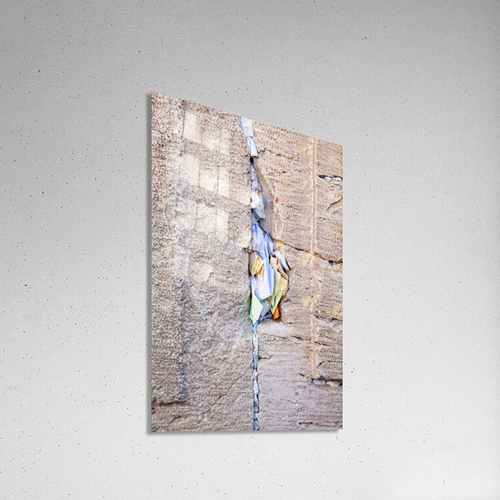 Gap Between Kotel Western Wall Stones with Colorful Prayer Paper Notes