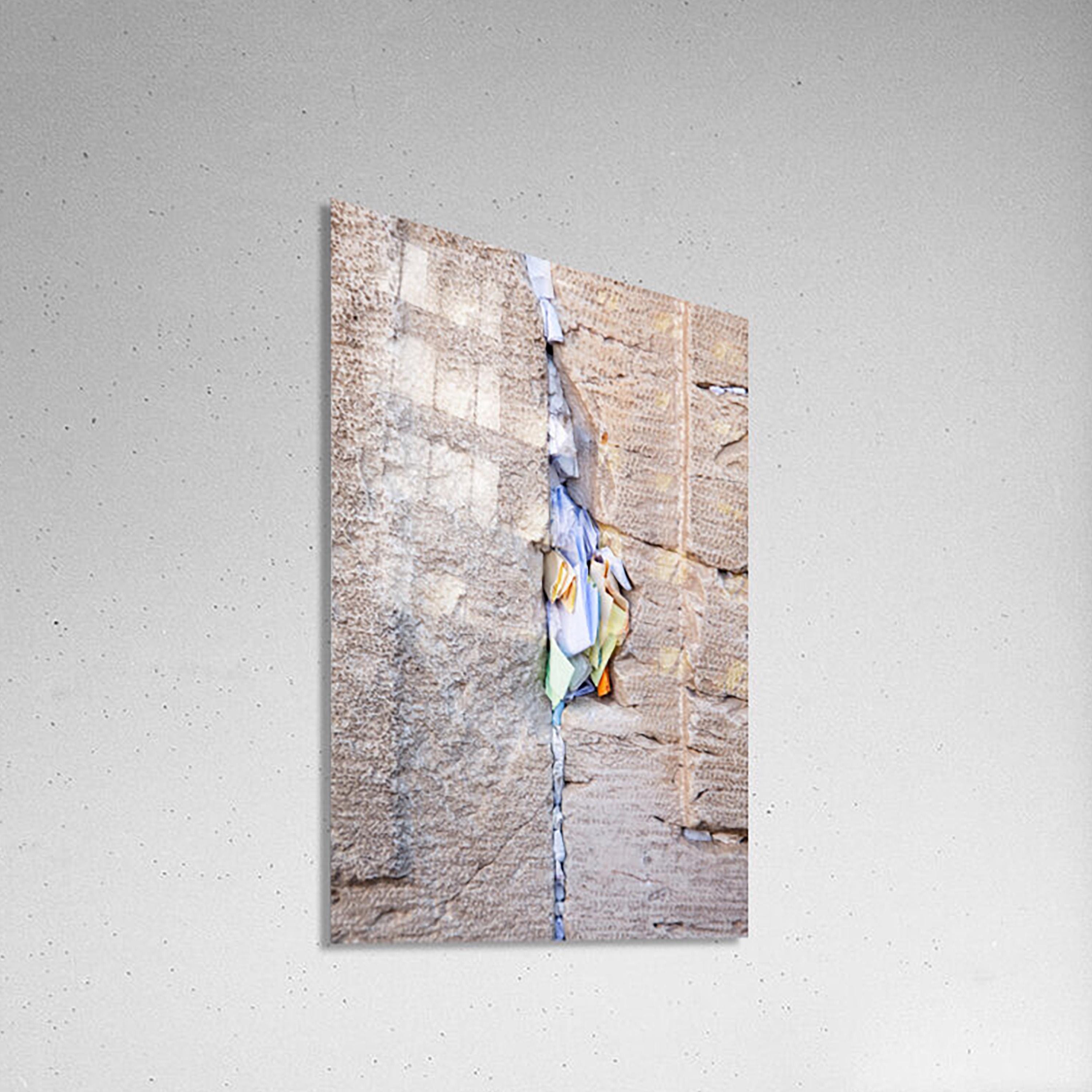 Gap Between Kotel Western Wall Stones with Colorful Prayer Paper Notes
