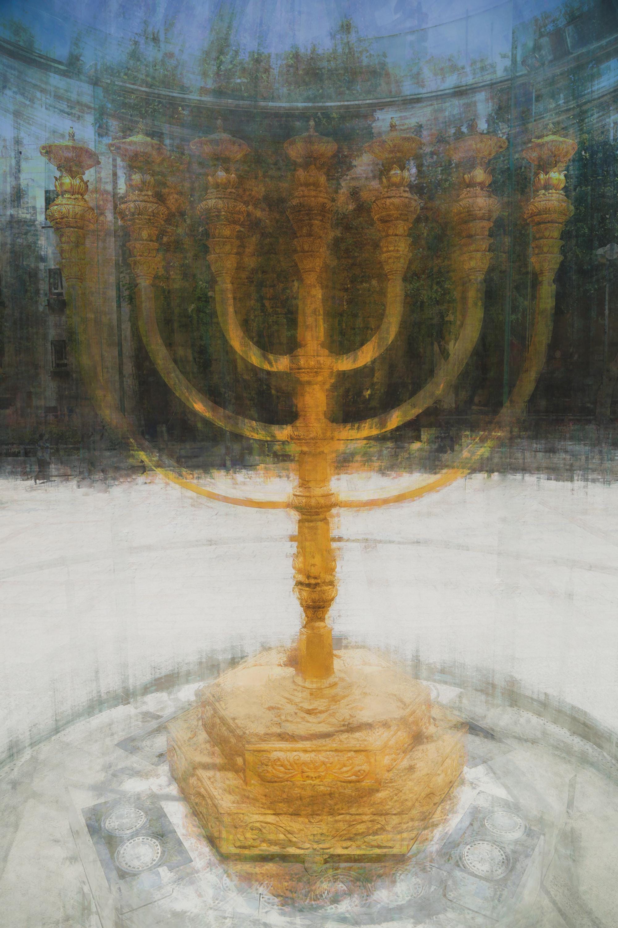 Seven-branched Jerusalem Candelabrum Menorah Impressionist Painting — Menorah of the Jewish Israeli Temple