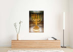 Gold Menorah Impressionist Painting: Jewish Temple Art, Canvas